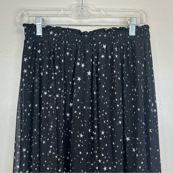 Originality Womens M Starry Night Black Midaxi Sheer Skirt Celestial Galaxy Star - Picture 2 of 9